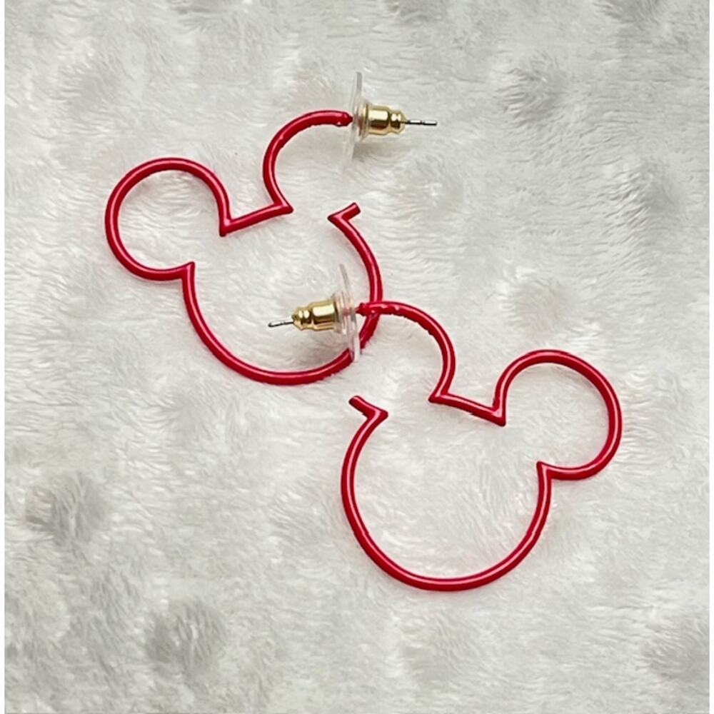 Disney X BaubleBar Mickey Mouse Red Silhouette Hoop Earrings-NEW